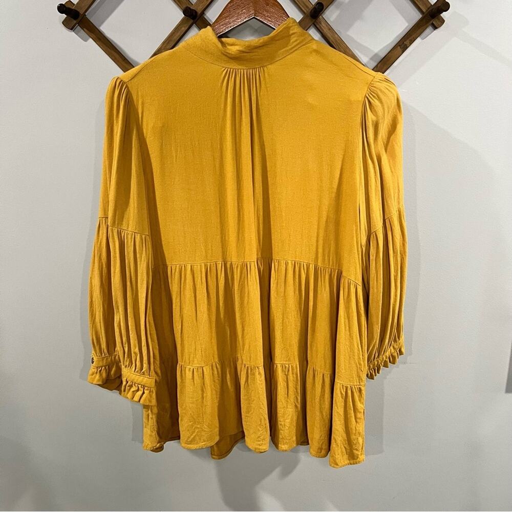 Maeve by Anthropology mustard yellow top with tie neck
